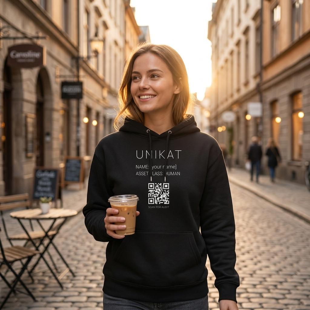 Um Ressourcen zu schonen und Überproduktion zu vermeiden, nutzen wir für unsere Unikate digitale, KI-generierte Produkt-Visualisierungen. Dein Kleidungsstück wird erst nach der Bestellung real für dich bedruckt