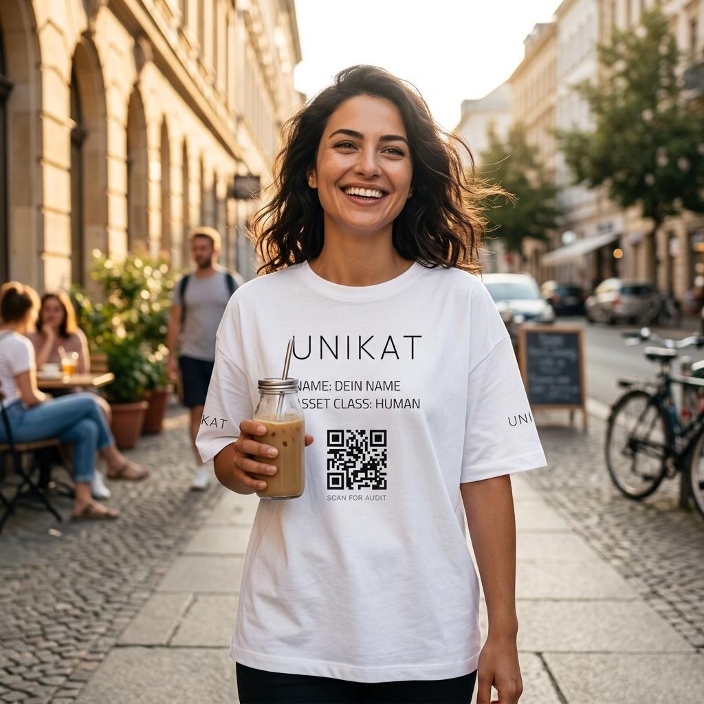 Hinweis zum Bild: Um Ressourcen zu schonen und Überproduktion zu vermeiden, nutzen wir für unsere Unikate digitale, KI-generierte Produkt-Visualisierungen. Dein Kleidungsstück wird erst nach der Bestellung real für dich bedruckt
