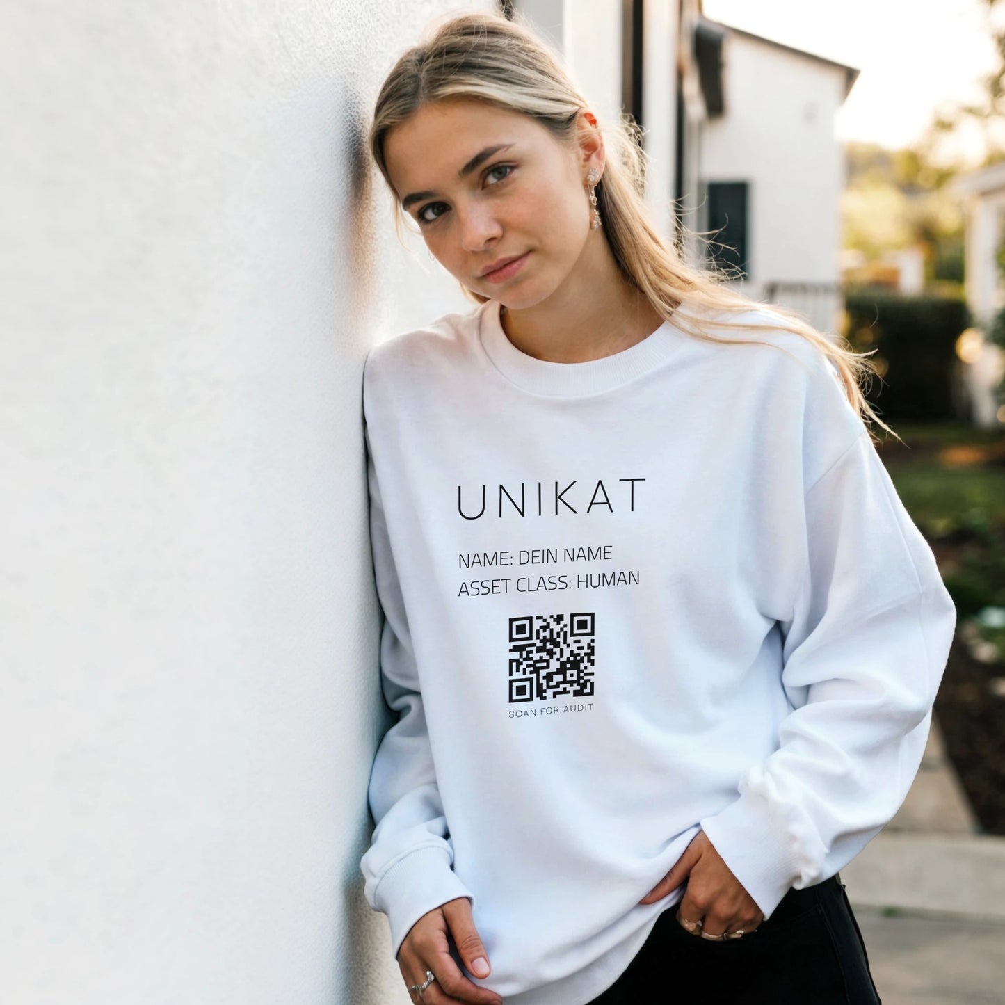 Hinweis zum Bild: Um Ressourcen zu schonen und Überproduktion zu vermeiden, nutzen wir für unsere Unikate digitale, KI-generierte Produkt-Visualisierungen. Dein Kleidungsstück wird erst nach der Bestellung real für dich bedruckt